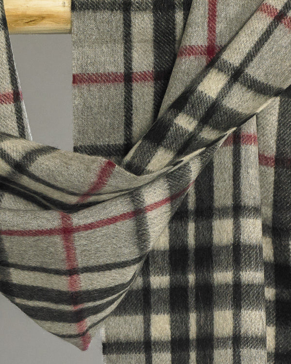 Grey Thomson Tartan Wide Cashmere Scarf