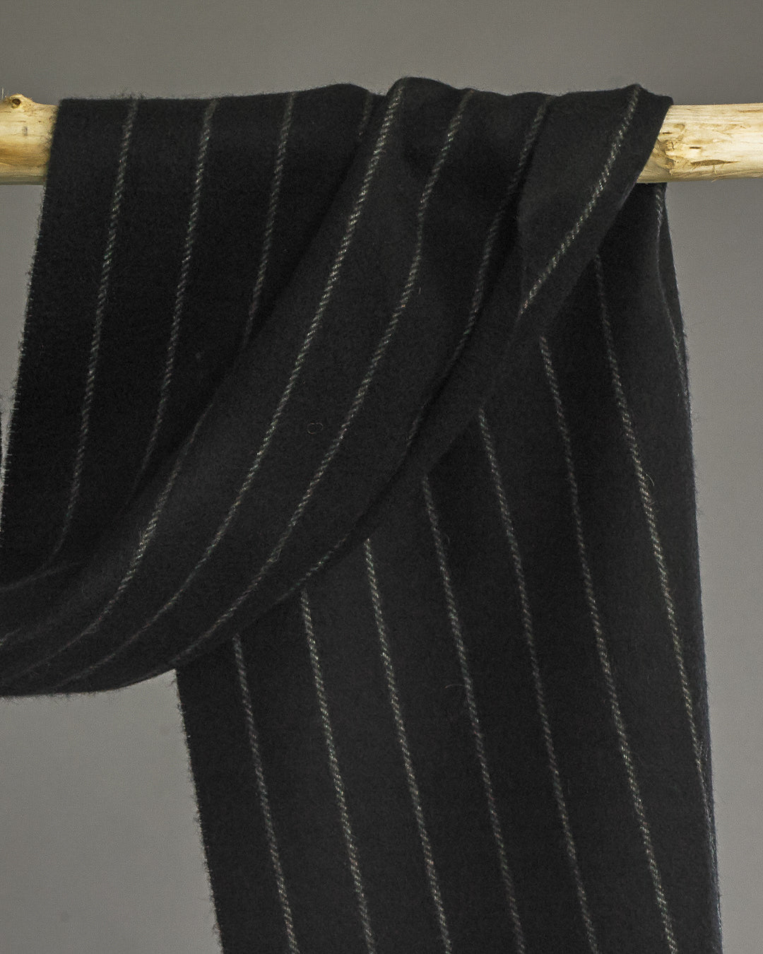 Black Chalkstripe Wide Cashmere Scarf