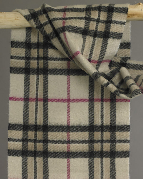 Cream Tartan Cashmere Scarf - 3 for £199