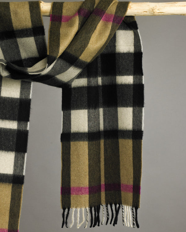 Pink Camel Exploded Thomson Tartan Cashmere Scarf