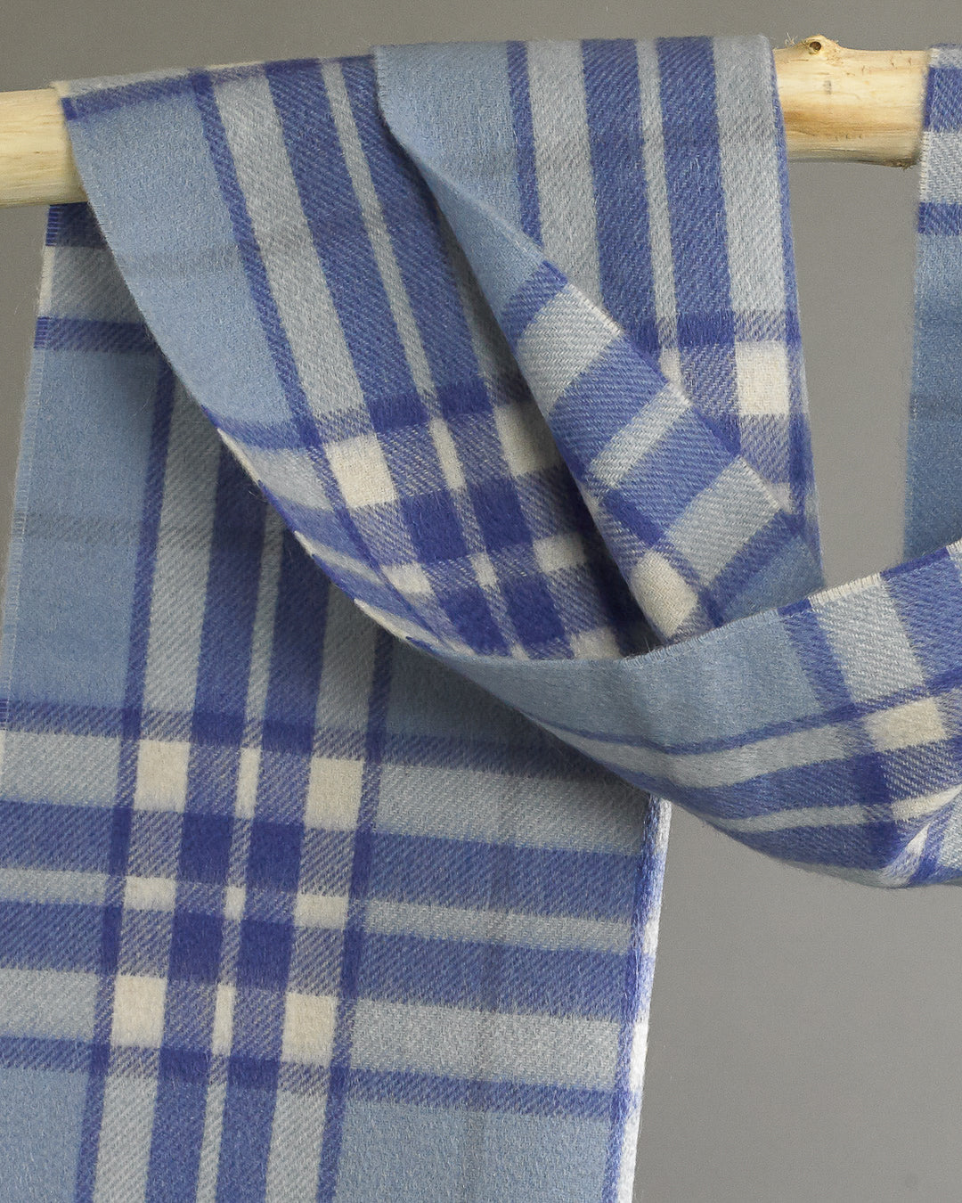 Blue Thomson Tartan Wide Cashmere Scarf