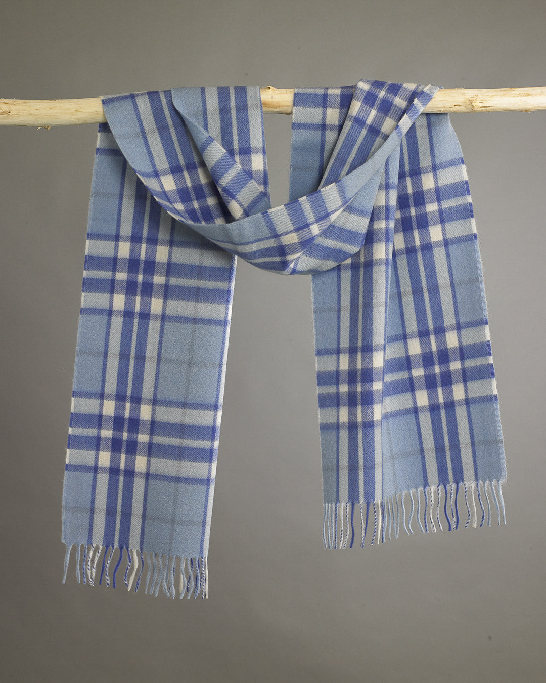 Blue Thomson Tartan Wide Cashmere Scarf