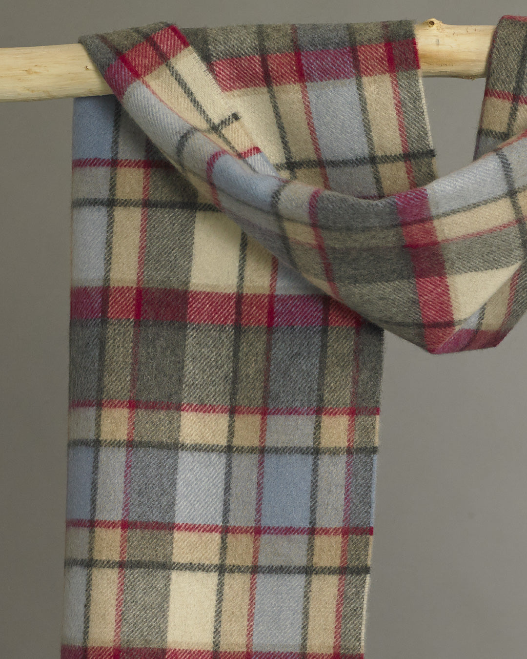 Blue x Grey Plaid Cashmere Scarf