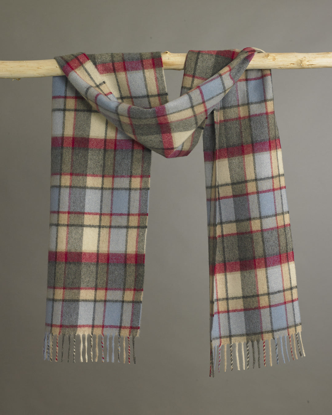 Blue x Grey Plaid Cashmere Scarf