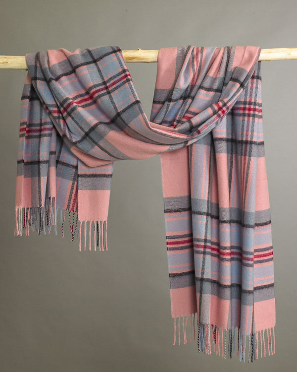 Pink Stewart Tartan Cashmere Stole