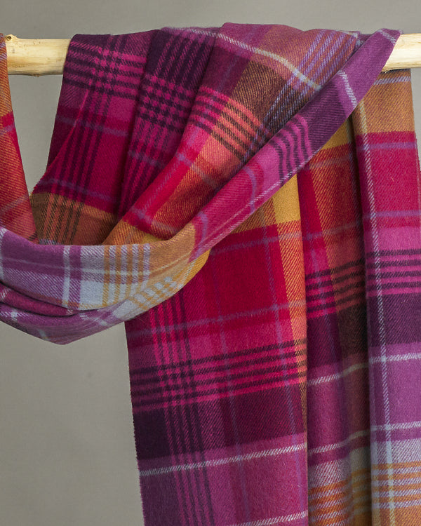 Shetland Sunset Plaid Cashmere Stole