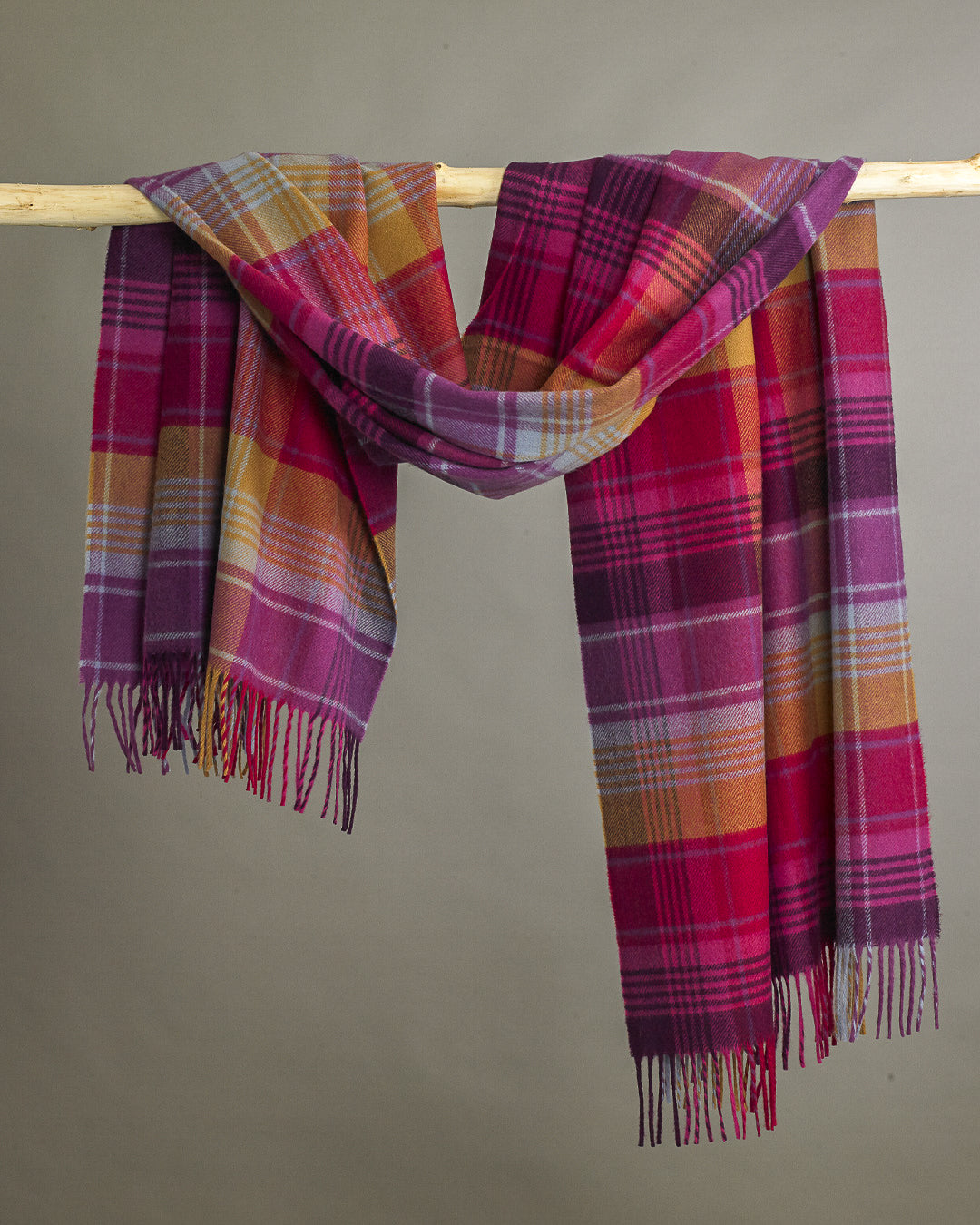 Shetland Sunset Plaid Cashmere Stole