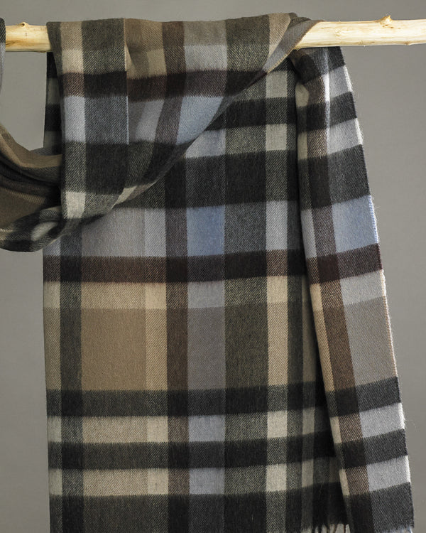 Toffee Bold Check Cashmere Stole