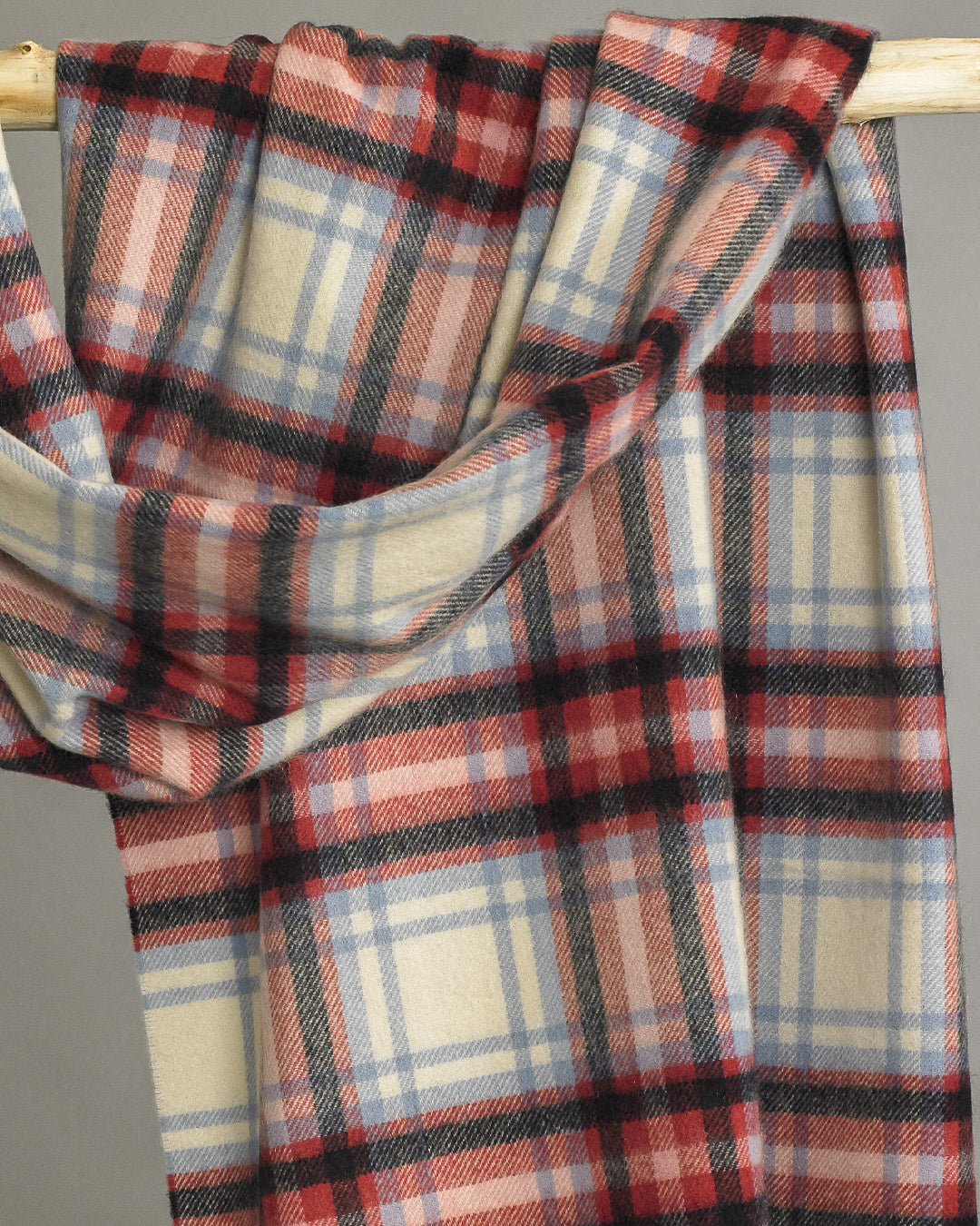 Red White & Blue Plaid Cashmere Stole