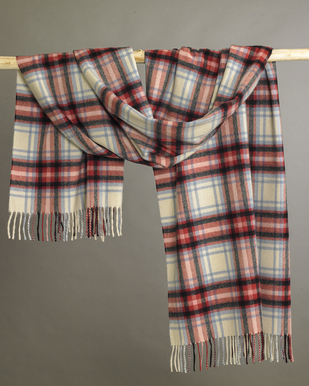 Red White & Blue Plaid Cashmere Stole