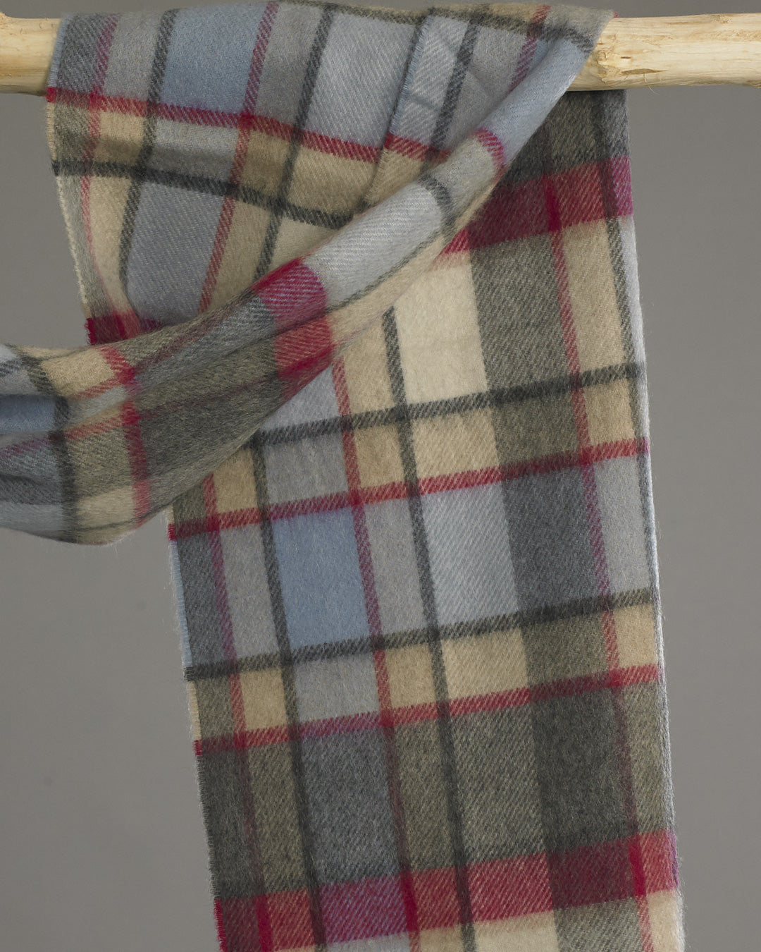 Blue x Grey Plaid & Block Wide Cashmere Scarf