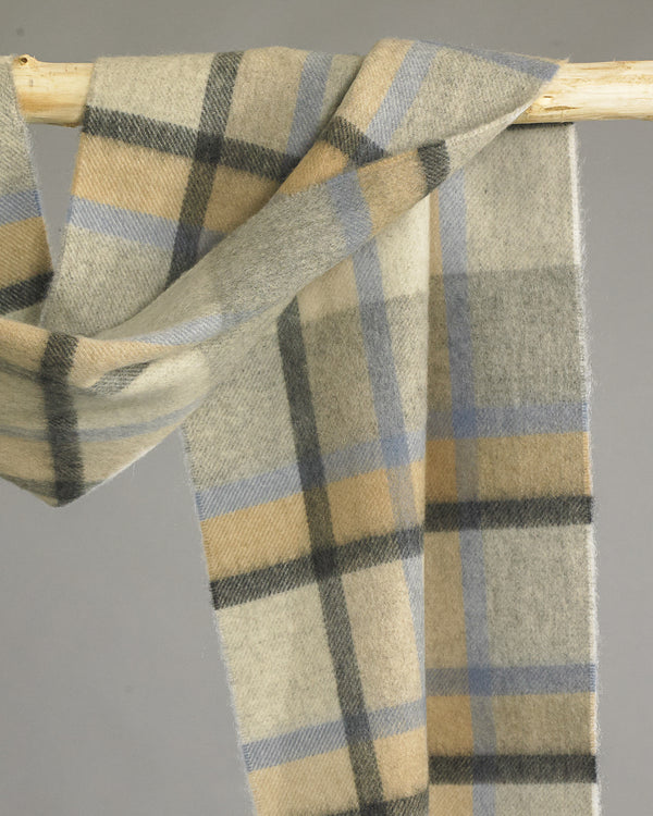 Tweed Plaid Wide Cashmere Scarf