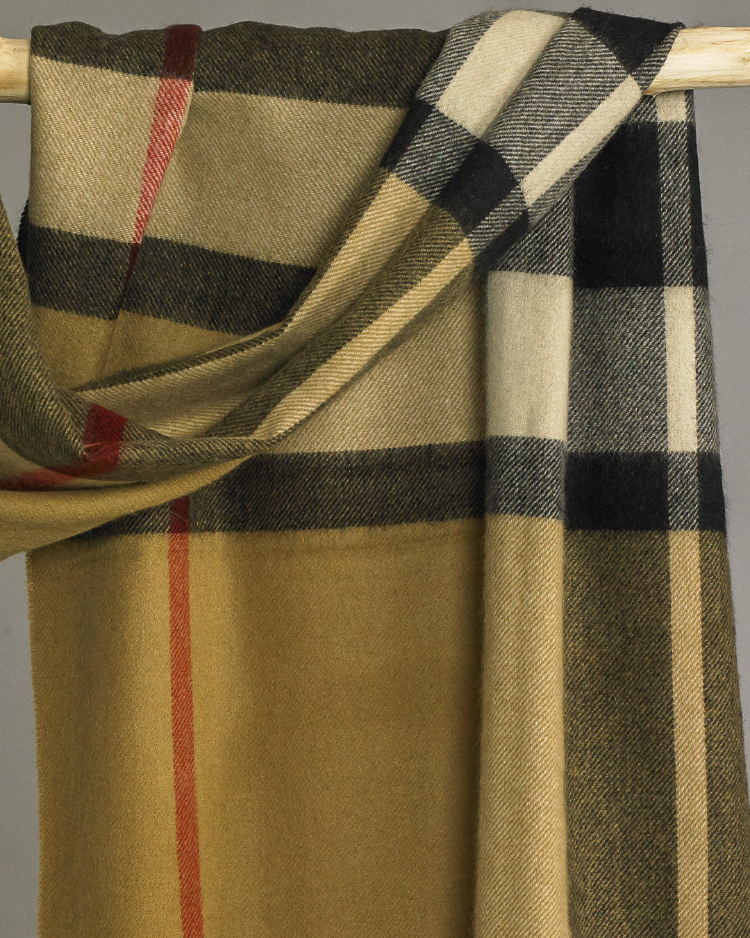 Camel Thomson Tartan Check Cashmere Stole Made In Scotland