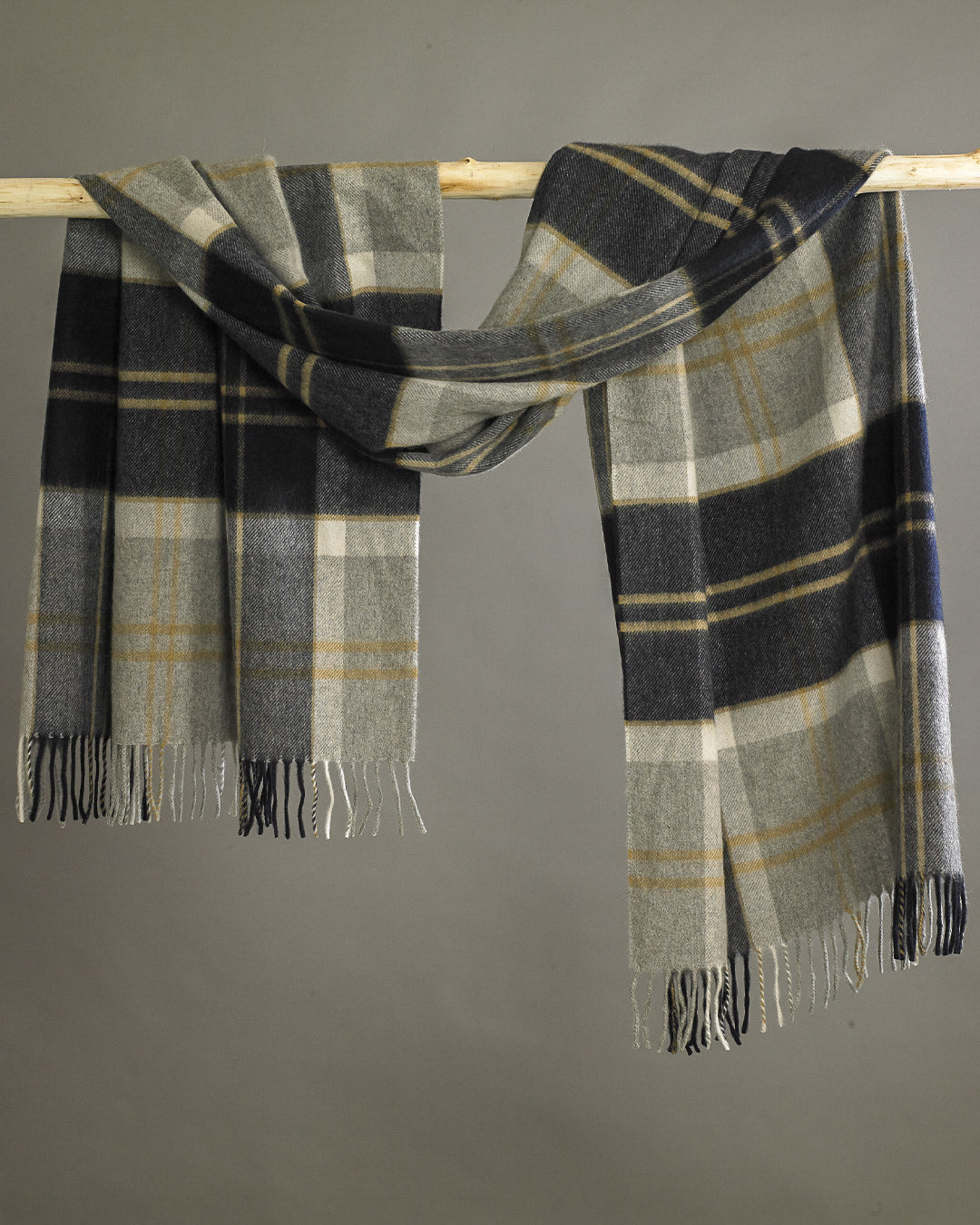 Neutral Plaid Cashmere Stole