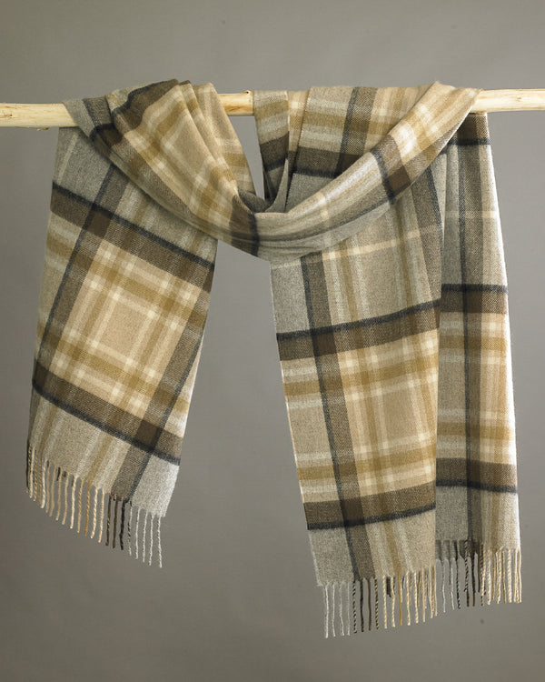 Toffee Plaid Cashmere Stole