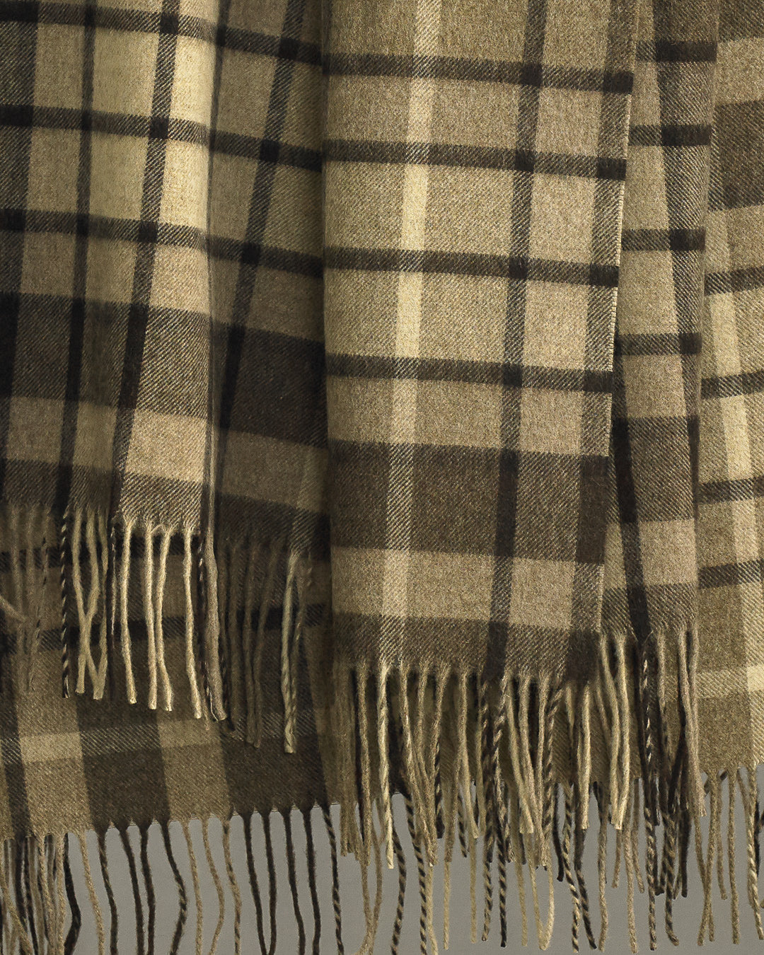 Natural Buchanan Check Lambswool Blanket Brown