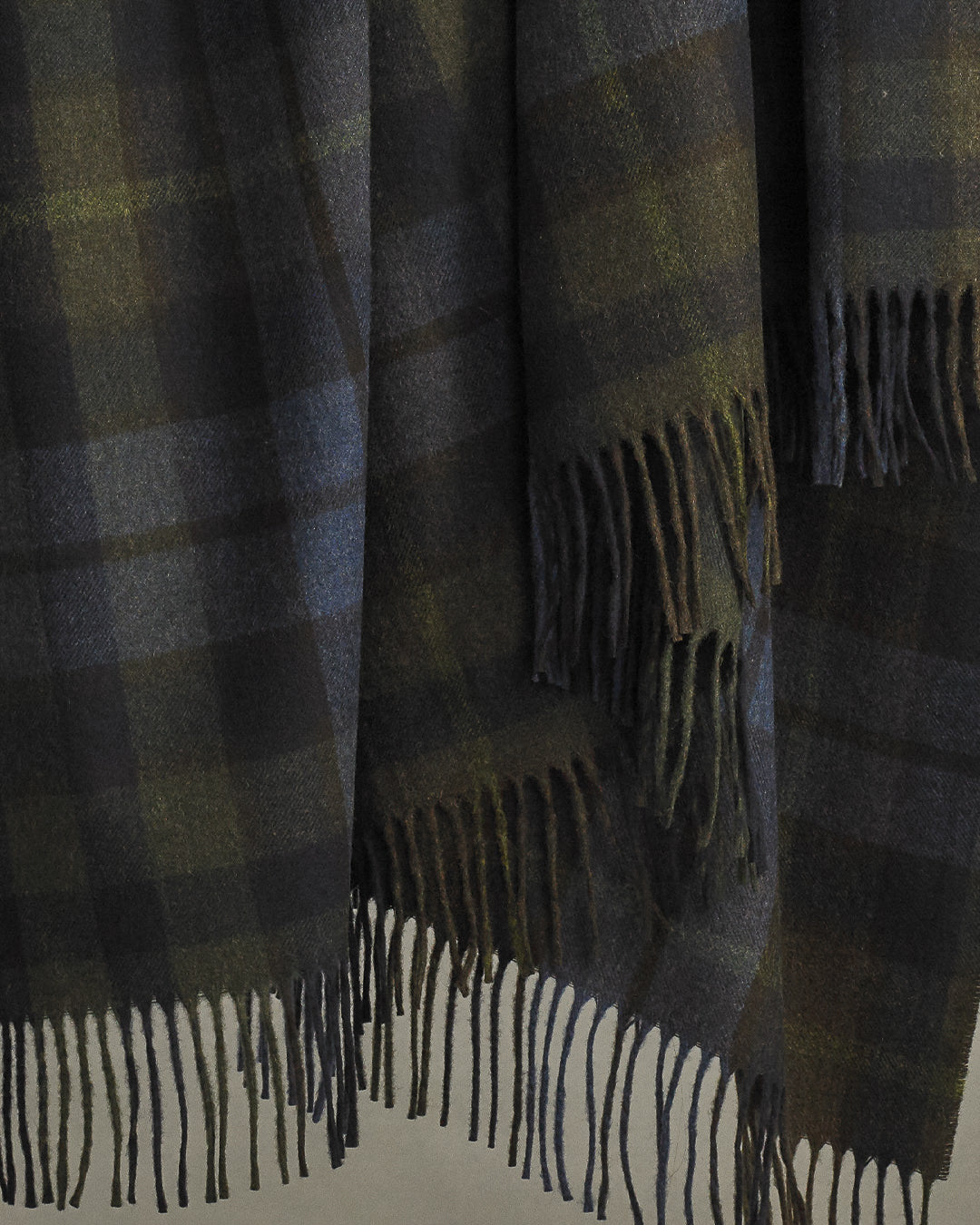 Forest Buchanan Check Lambswool Blanket Blue