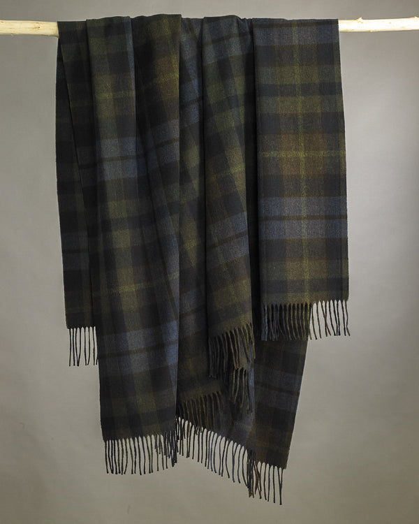 Forest Buchanan Check Lambswool Blanket Blue