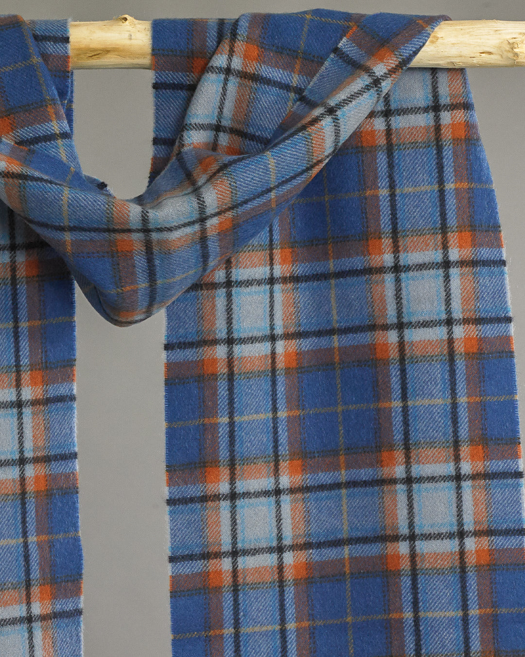 Blue x Orange Tartan Cashmere Scarf