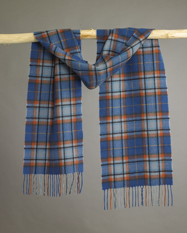 Blue x Orange Tartan Cashmere Scarf - 3 for £199