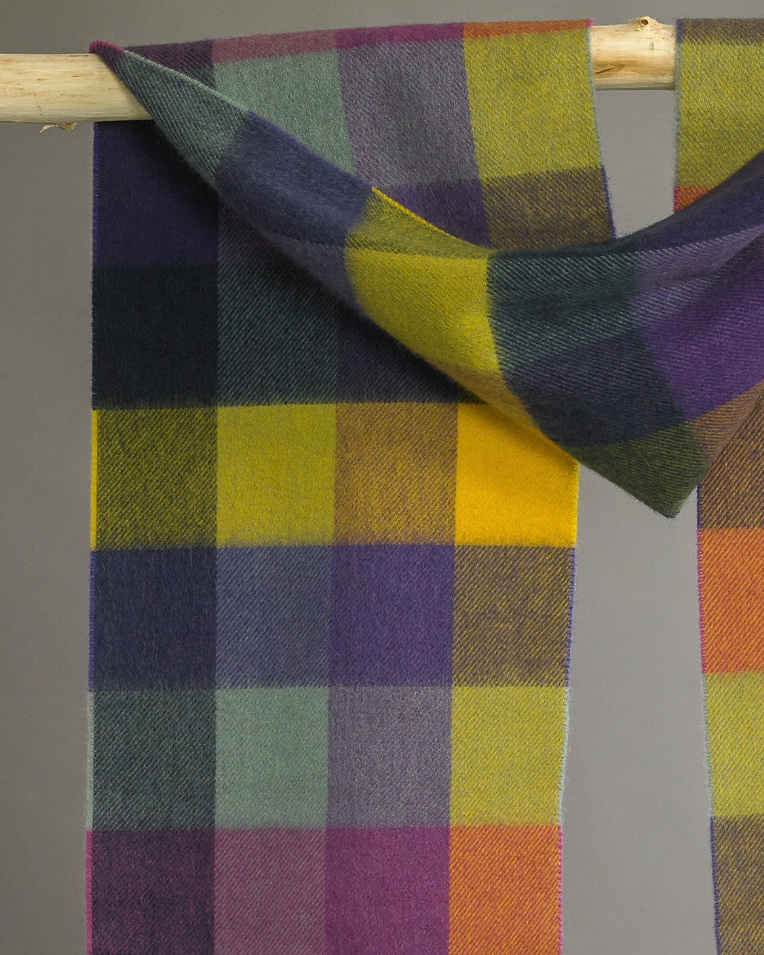 Green x Purple x Yellow House Check Cashmere Scarf