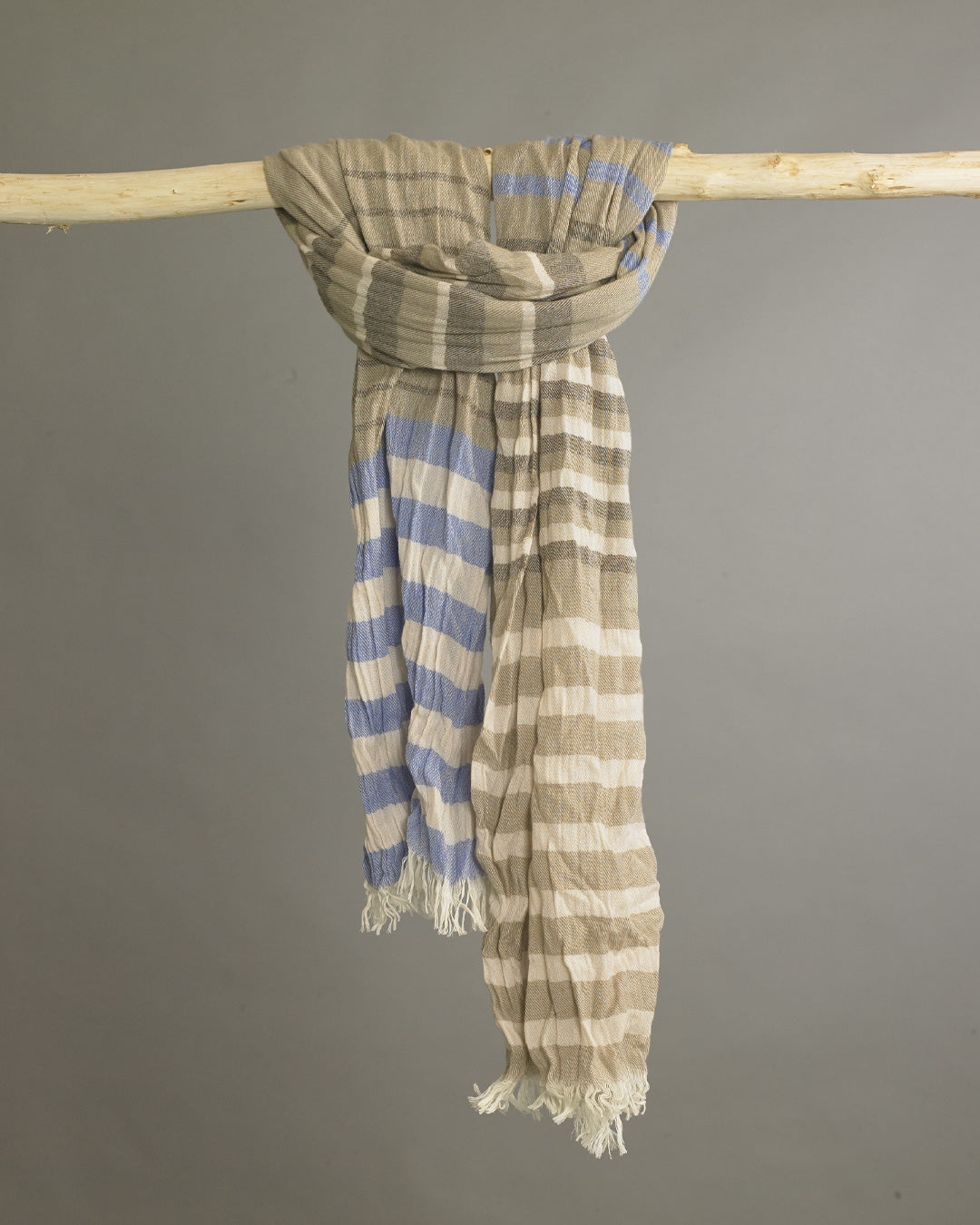 Blue x Cream x Beige Featherweight Stripe Stole