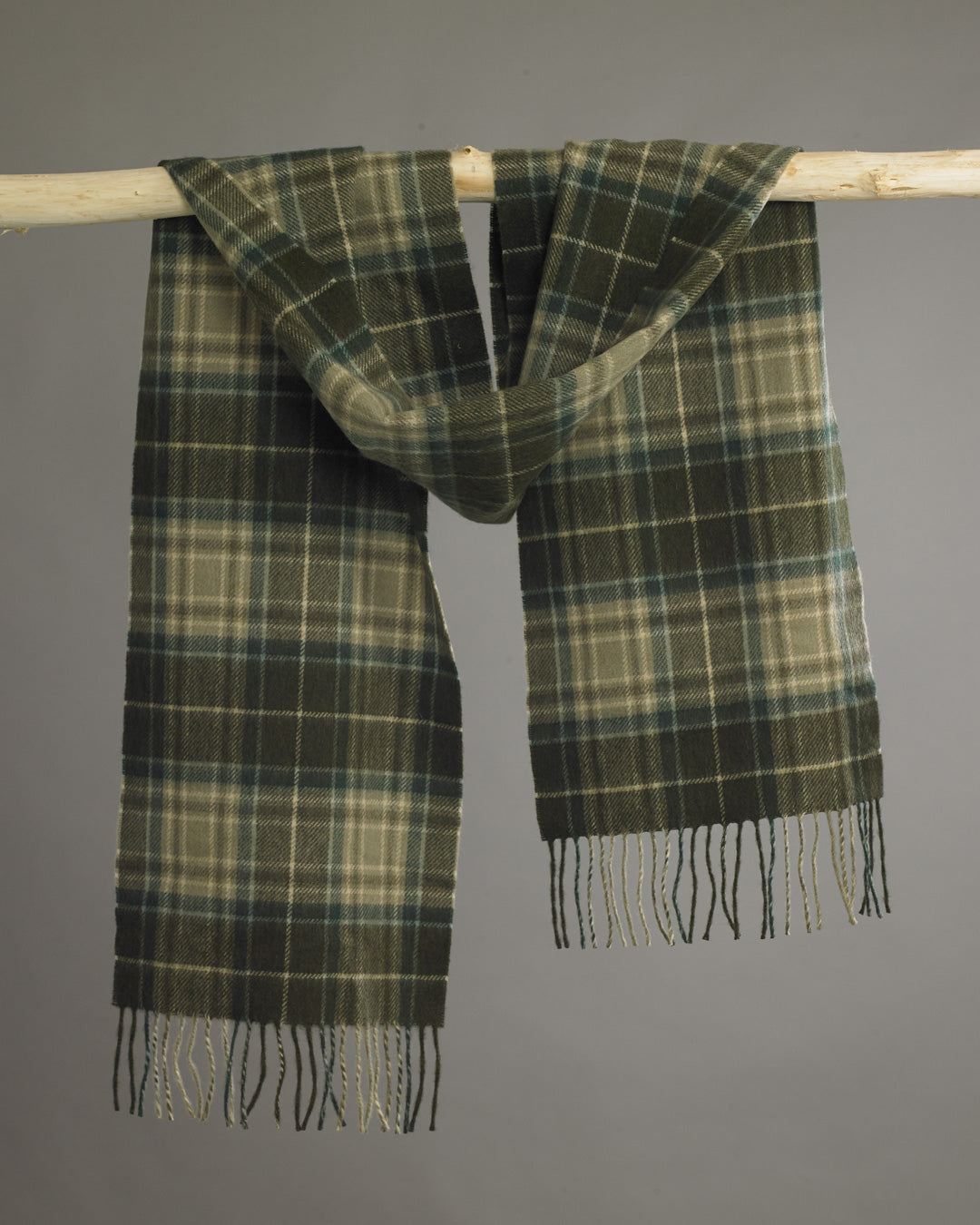 Green x Cream Classic Tartan Cashmere Scarf