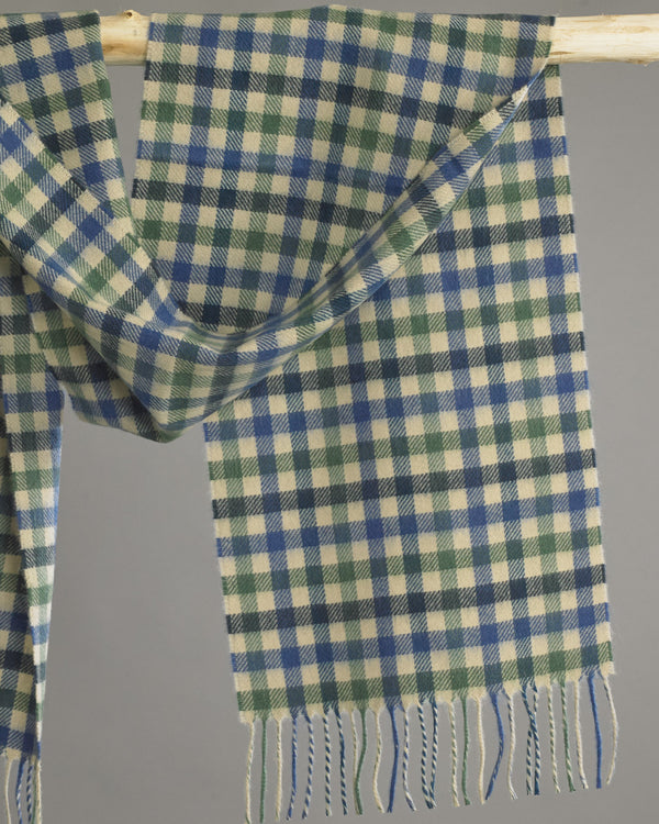 Green x Cream Classic Check Cashmere Scarf