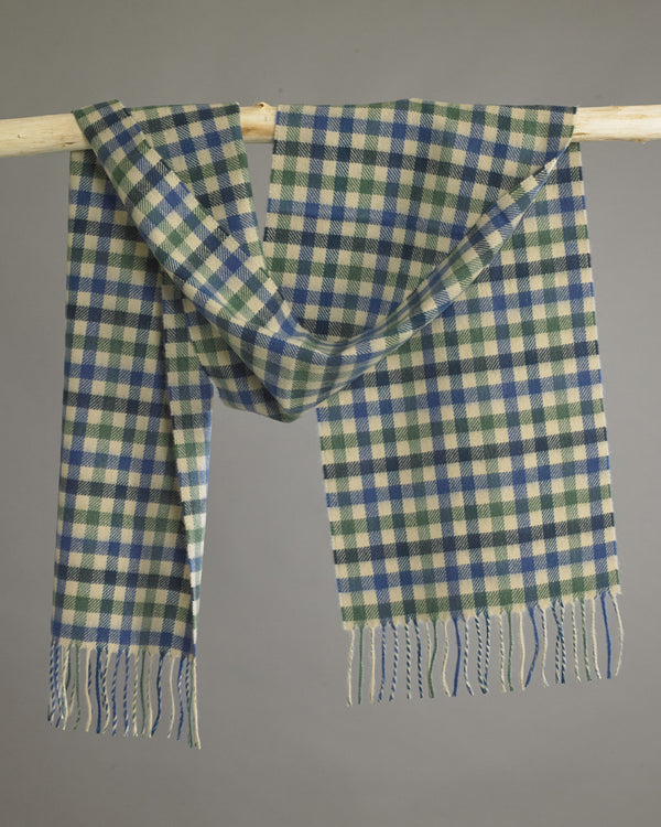 Green x Cream Classic Check Cashmere Scarf