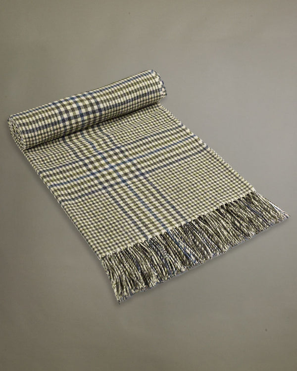 Yarrow Check Lambswool Blanket Green