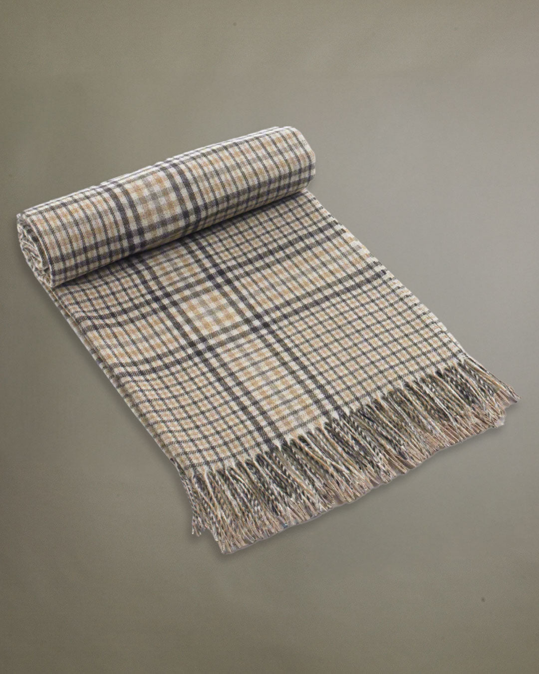 Newmill Check Lambswool Blanket Beige