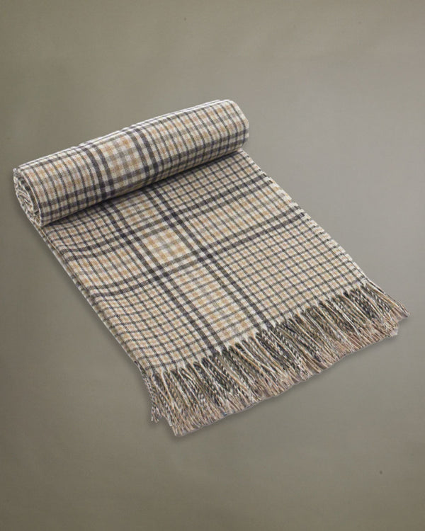 Newmill Check Lambswool Blanket Beige