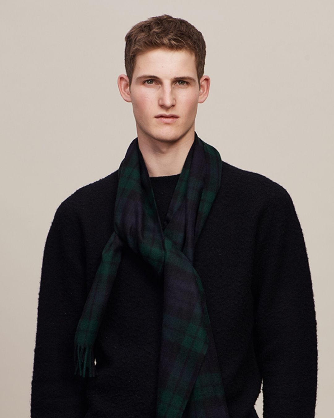 Joshua Ellis - Tartan Cashmere Scarf Blackwatch