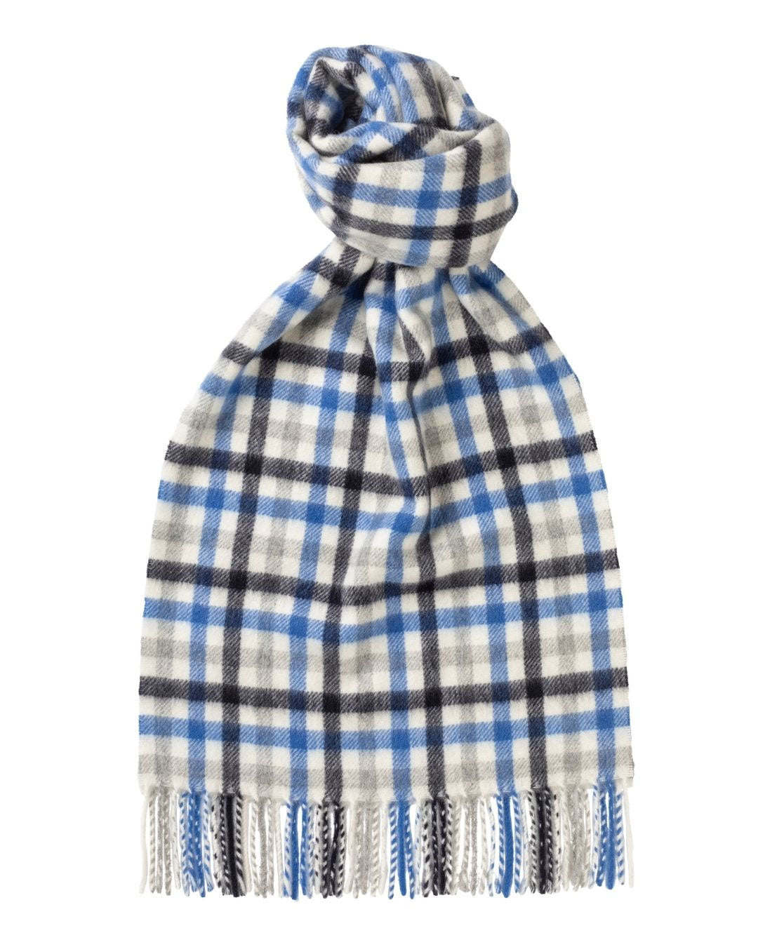Joshua Ellis Grey X Red Classic Check Brushed Cashmere Scarf