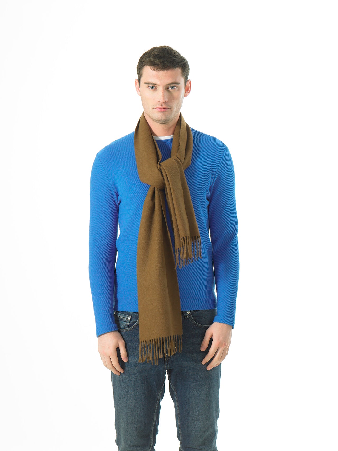 Joshua Ellis Toffee Classic Plain Brushed Scarf