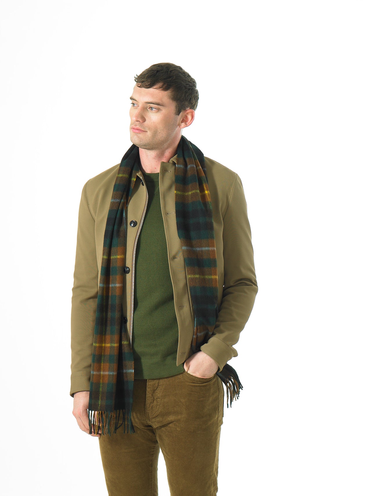 Joshua Ellis - Modern Tartan & Plaid Cashmere Scarf Bedale