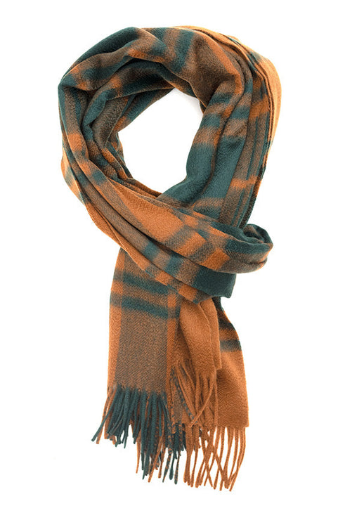 Joshua Ellis |Check 100% Cashmere Stole Brown |Made in England