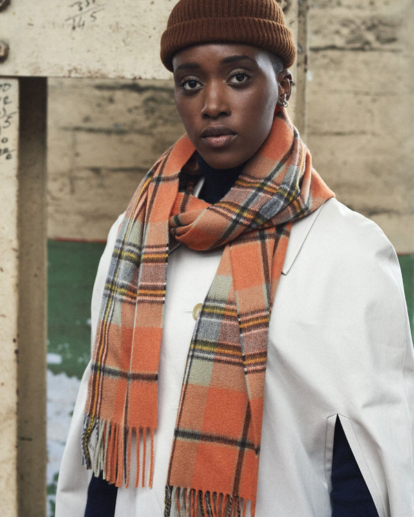 Joshua Ellis - Cashmere Tweed Scarf Orange