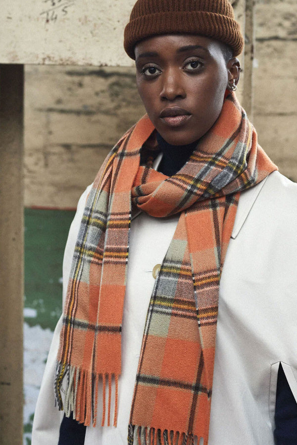 Joshua Ellis - Cashmere Tweed Scarf Orange
