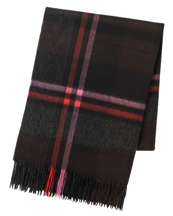 Joshua Ellis - Contemporary Black Watch Cashmere Stole Pink