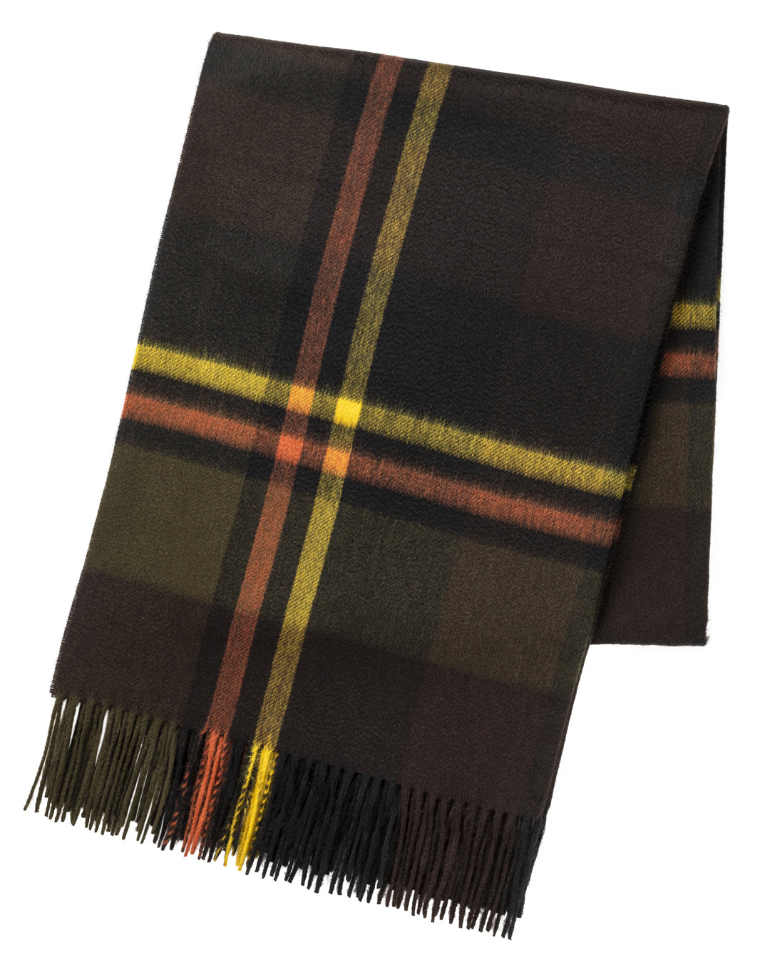 Joshua Ellis - Contemporary Black Watch Cashmere Stole Yellow