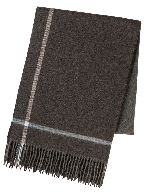 Joshua Ellis - Tweed Ripple Cashmere Stole Chocolate