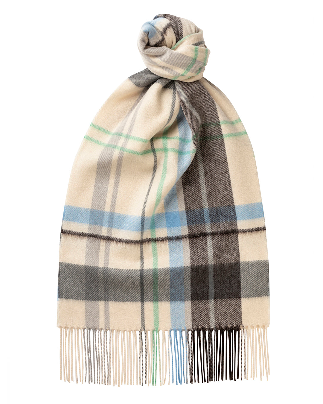 Joshua Ellis - Madras Check Cashmere Scarf White