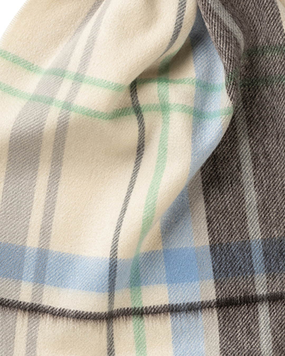 Joshua Ellis - Madras Check Cashmere Scarf White