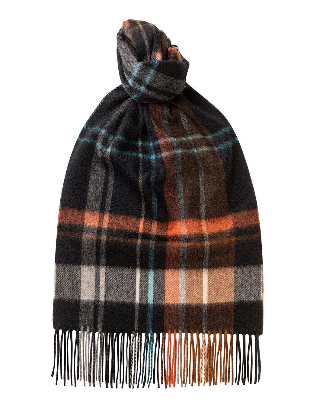 Joshua Ellis - Madras Check Cashmere Scarf Black