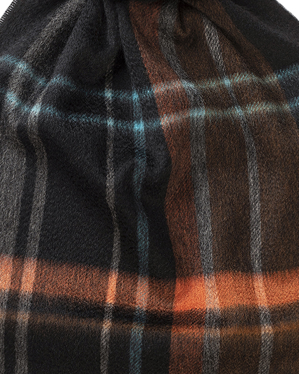 Joshua Ellis - Madras Check Cashmere Scarf Black