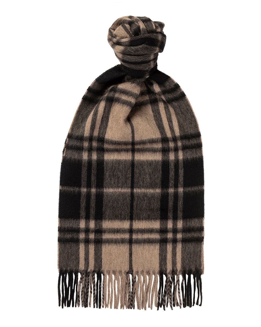 Joshua Ellis - Classic Plaid Cashmere Scarf Brown