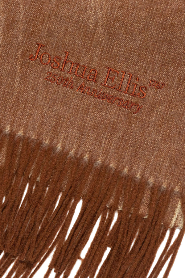 Joshua Ellis - Limited Edition Embroidered Classic Jacquard Cashmere Stole Brown