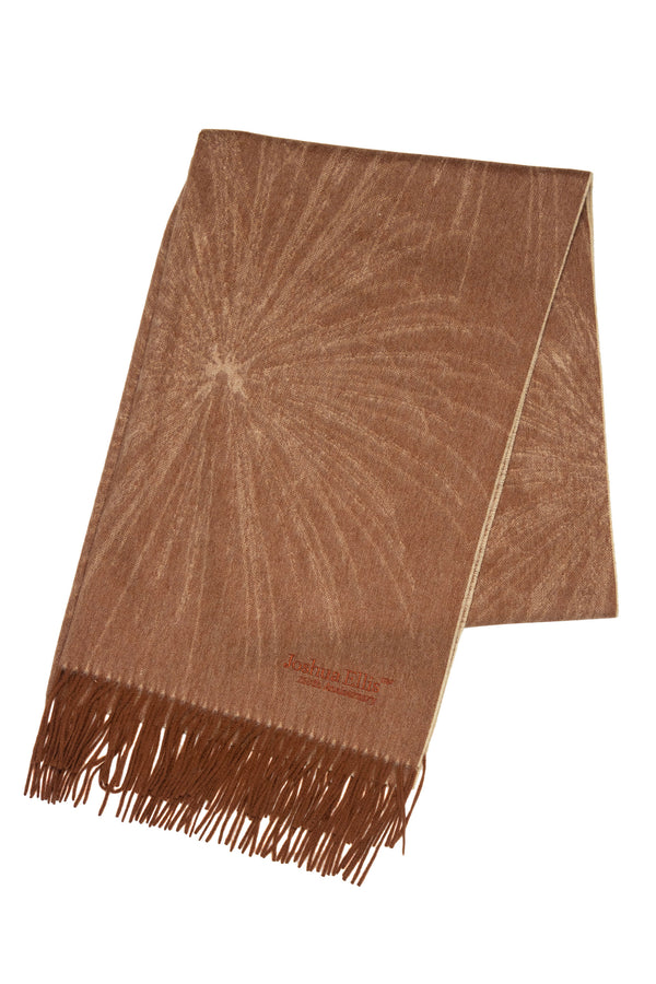 Joshua Ellis - Limited Edition Embroidered Classic Jacquard Cashmere Stole Brown