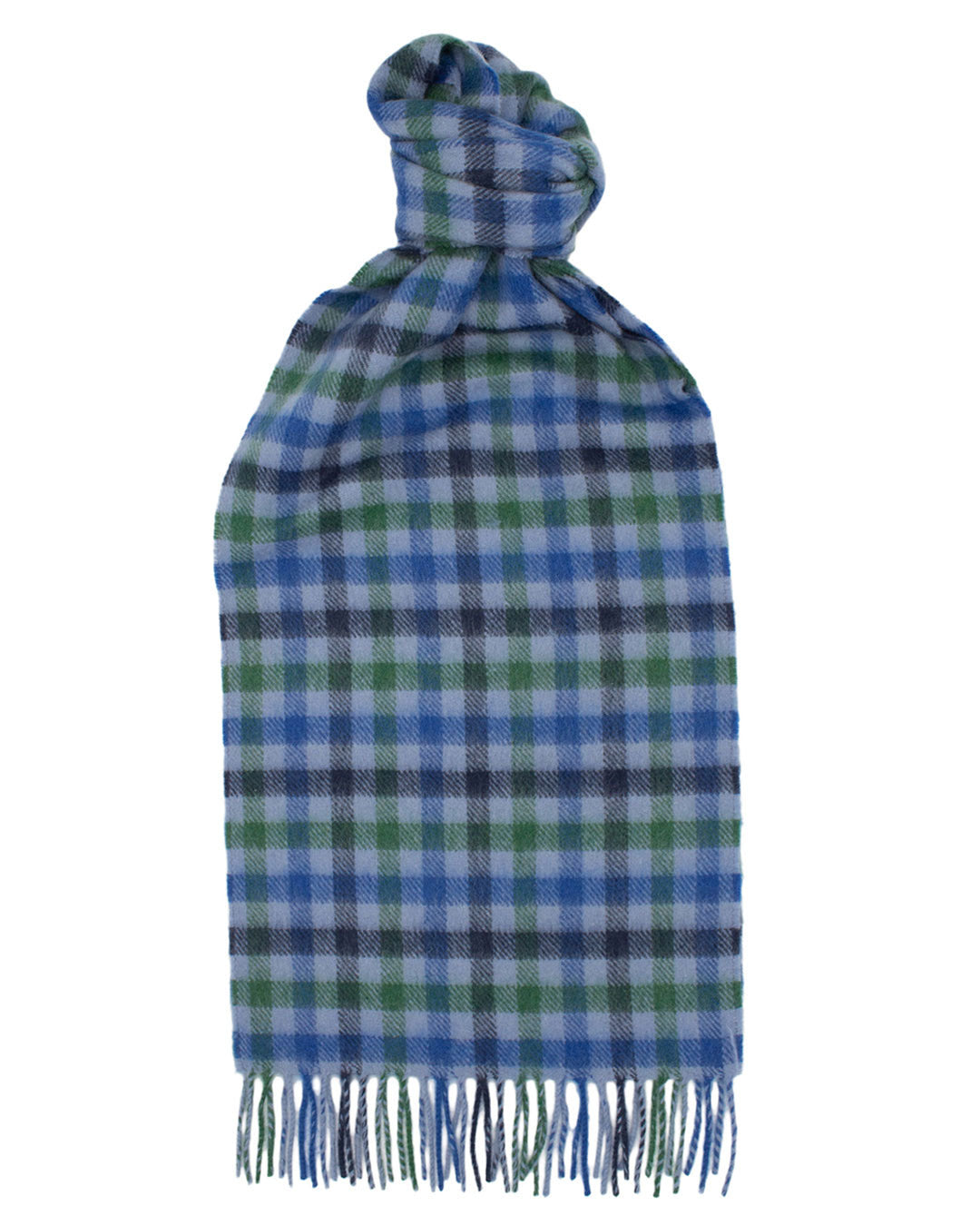 Joshua Ellis Outlet - Classic Check Blue Cashmere Scarf